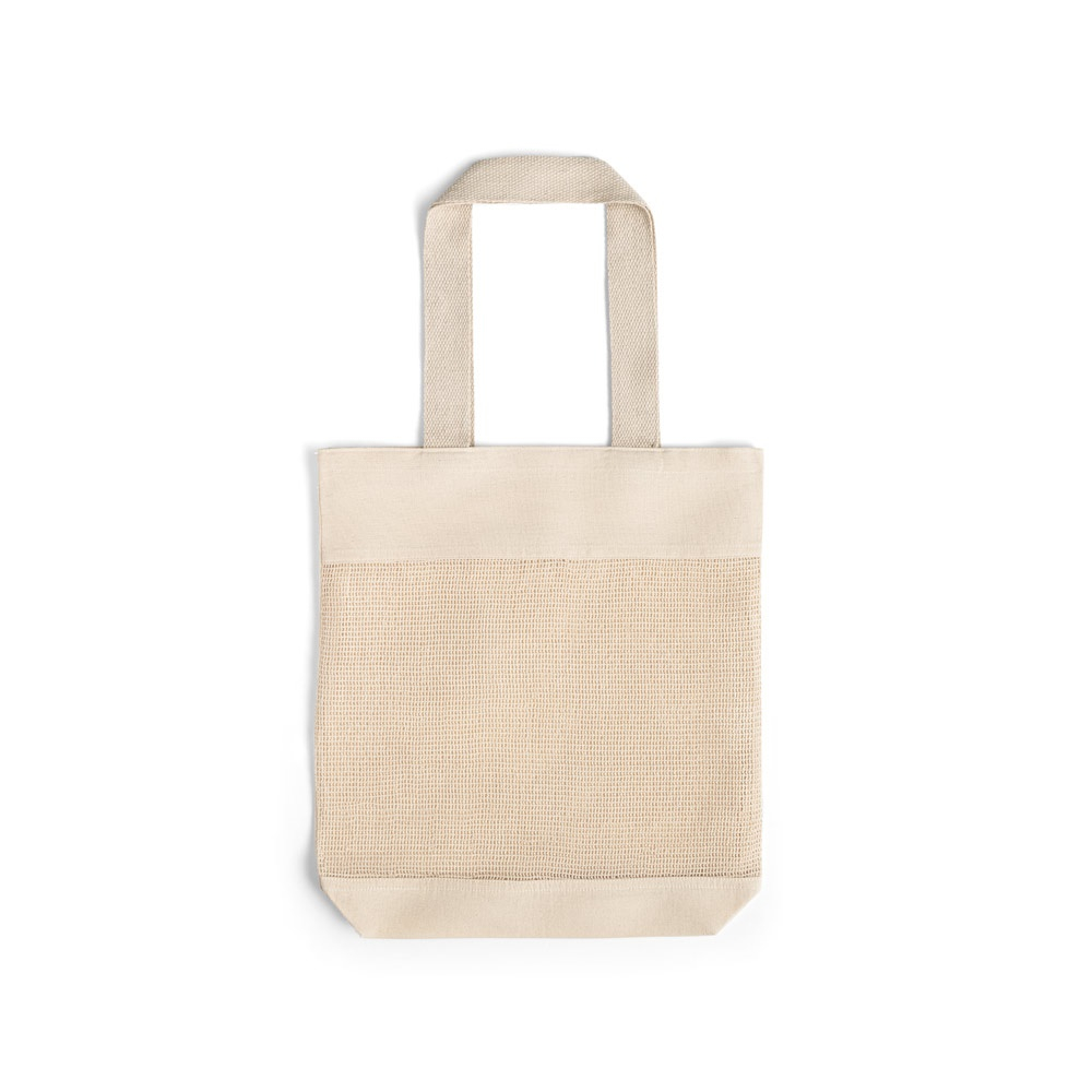 Tote bag filet en coton personnalisé MUMBAI Naturel clair